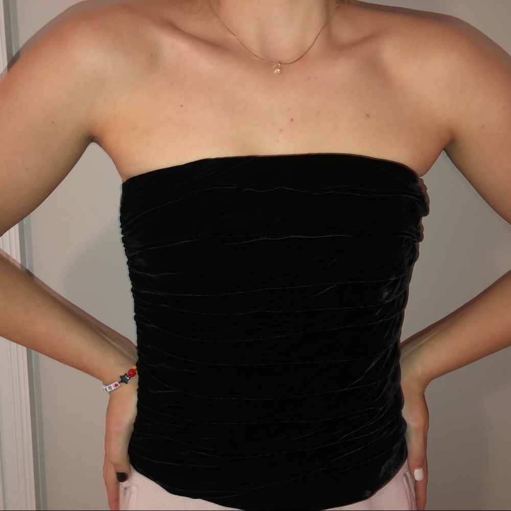 RALPH LAUREN CRUSHED VELVET STRAPLESS VINTAGE TOP